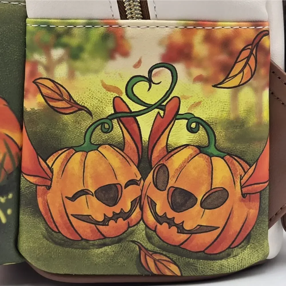 Loungefly Disney Stitch & Angel Pumpkin Patch Halloween Mini Backpack New